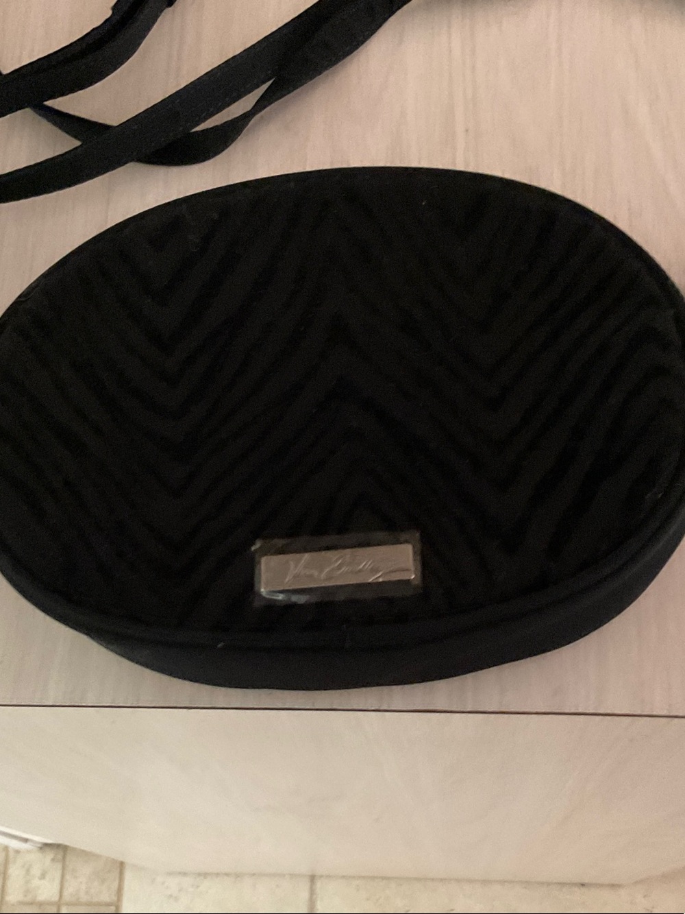 Brand new Vera Bradley Black Velvet Chevron Oval Crossbody